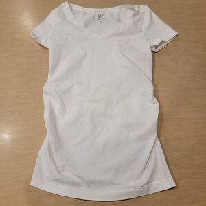 GAP Maternity White Short Sleeve V-Neck Tee XXS
